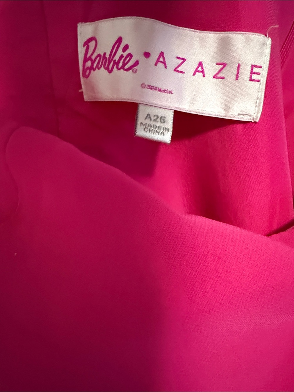 Azazie One-Shoulder Fuchsia Gown with Ruffle Sleeve - Picture 3 of 8